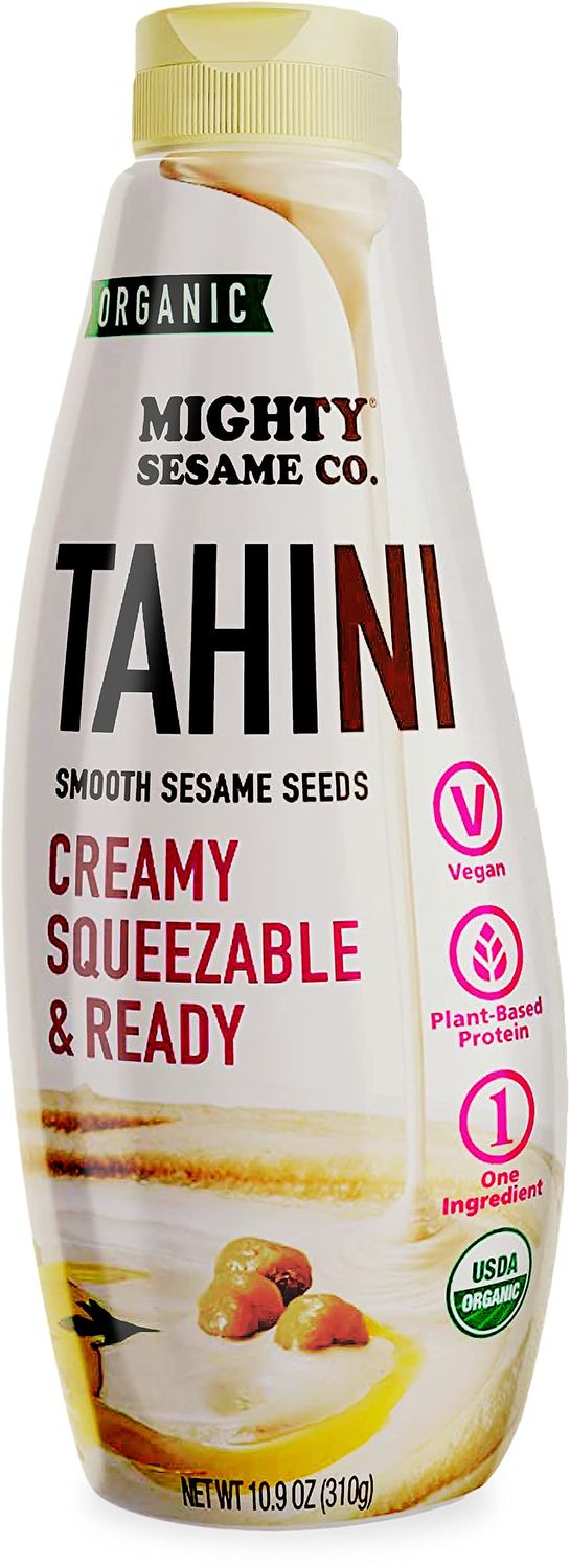 Mighty Sesame Co. Organic Tahini, Squeezable Creamy &amp; Ready Tahini Paste, 10.9oz Gluten Free, Vegan, Non GMO, Keto Friendly, Plant Based Protein, Kosher