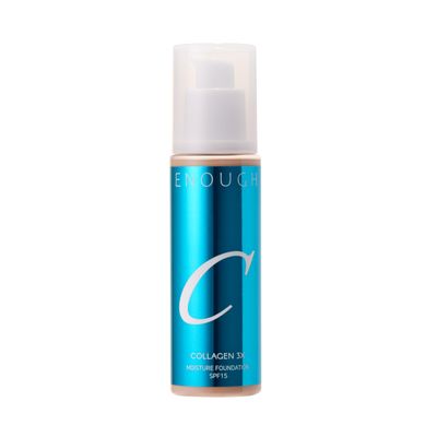 ENOUGH COLLAGEN 3X Moisture Foundation SPF 15, Korean Makeup Full Coverage Tinted Moisturizer, Skin Care Face Sunscreen for Women (13N Light Beige, 3.38 fl oz / 100ml)