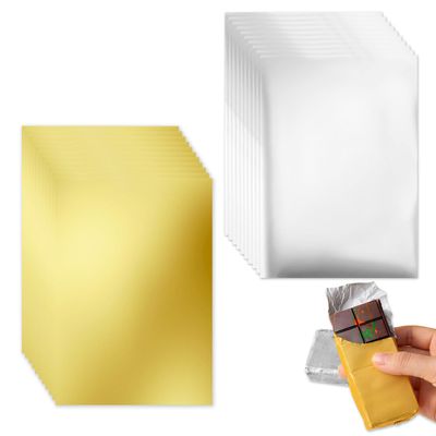 200 Pieces 7.5 x 6 inches Chocolate Foil Wrappers, Gold Aluminum Foil Candy Wrappers, Candy Bar Wrappers for Chocolate, Chocolate Bar Wrappers, Chocolate Wrappers (Gold, Silver)