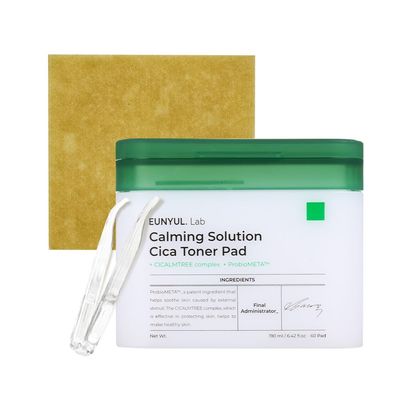 EUNYUL. Lab Calming Solution CICA Toner Pad 6.43 fl. Oz. / 190ml 60 Pads Face Toner Pads, Korean Skincare with Vegan Certificated Cotton Pad