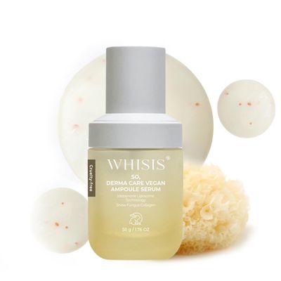 Whisis Vegan Collagen Serum for Women, Ampoule Serum with Mushroom Collagen &amp; Idebenone, Face Serum for Anti Aging, Anti-Wrinkle, Glass Skin, Night Serum, Korean Skin Care, Suitable All Skin Types