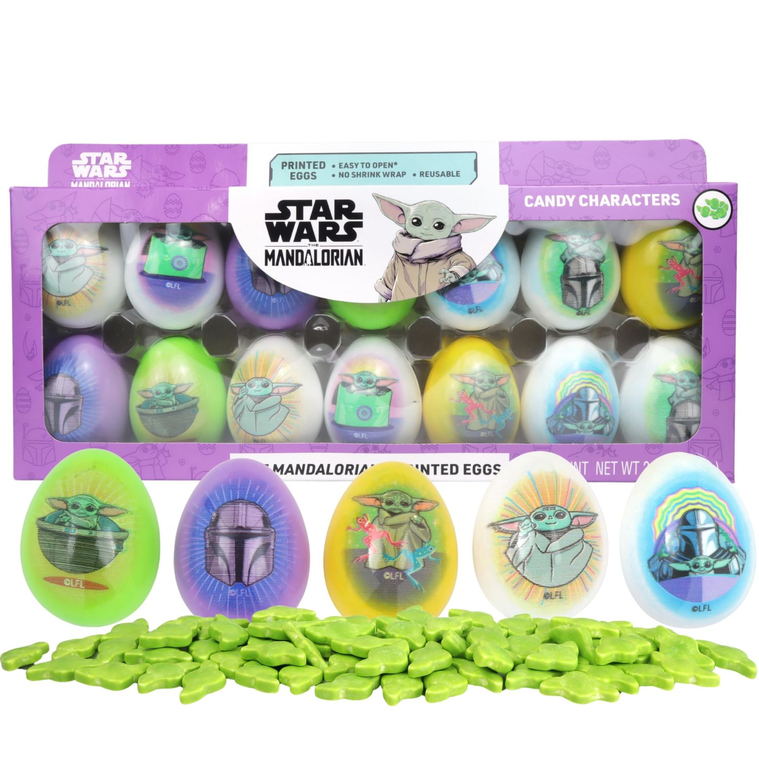 Galerie Star Wars Mandalorian Printed Eggs, Easter Basket Fillers, (14 Count)
