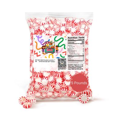 Cheri&#39;s Kitchen Corner Starlight Peppermint Mints of Breath Mints- Bulk Individually Wrapped Peppermint, White, 5 Pound (Pack of 1)