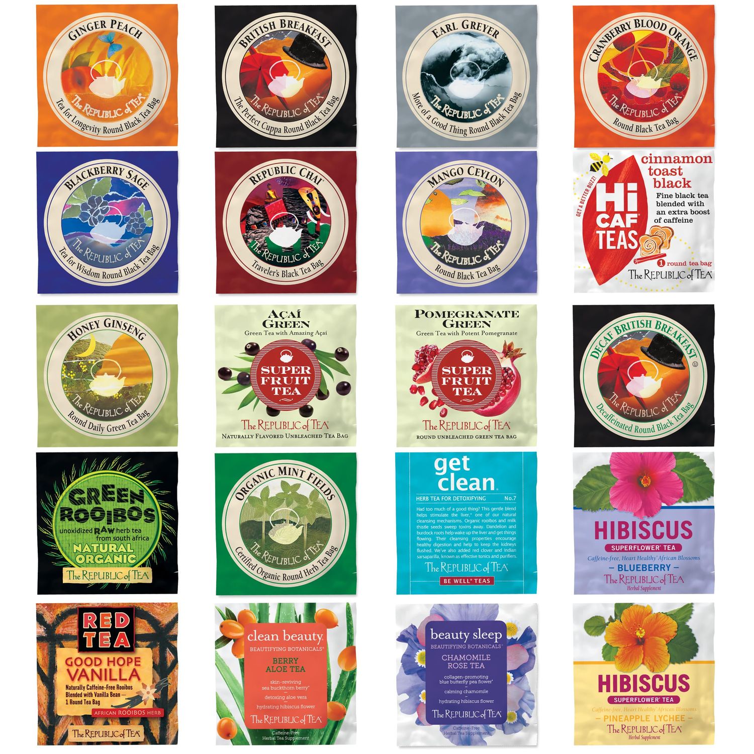 The Republic of Tea - Premium Assortment of Teas &amp; Herbs, 40 Individually Wrapped Tea Bags