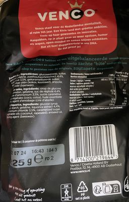 Venco Jubes Dutch Black Licorice Soft Salty 225g 7.93 ounce