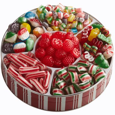 The Swiss Colony Traditional Candy Tin - 1 lb. 14 oz. Net Wt.: Old Fashioned Hard Candy Mix, Ribbon Candy, Candy Pillows - Perfect Candy Gift Box for All Occasions