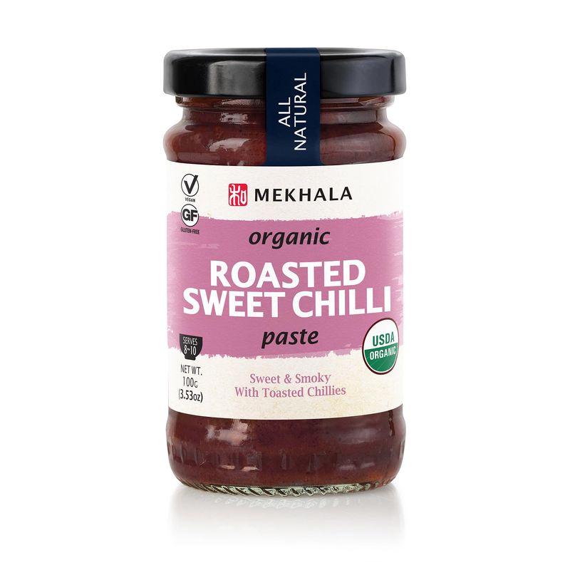 Mekhala Organic ROASTED SWEET Chili Paste Condiment Gluten-Free Versatile Vegan Versatile. HOT (3.53oz)