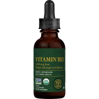 Global Healing Center - Vitamin B12 Sublingual 5000 MCG Organic Liquid Supplement, Methylcobalamin, Adenosylcobalamin, Hydroxo Long-Lasting Energy and Healthy Metabolism - Vegan B12 Vitamins (1 Oz)