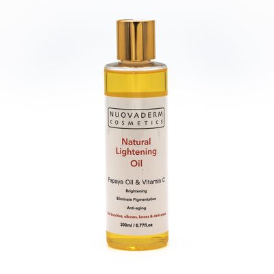 NUOVADERM Natural Brightening Oil with Papaya, Vitamin C &amp; Vitamin E for All Skin Types - Anti-Aging Brightening Serum for Face &amp; Body - Moisturizing Face Oil for Fine Lines, Skin Rejuvenation