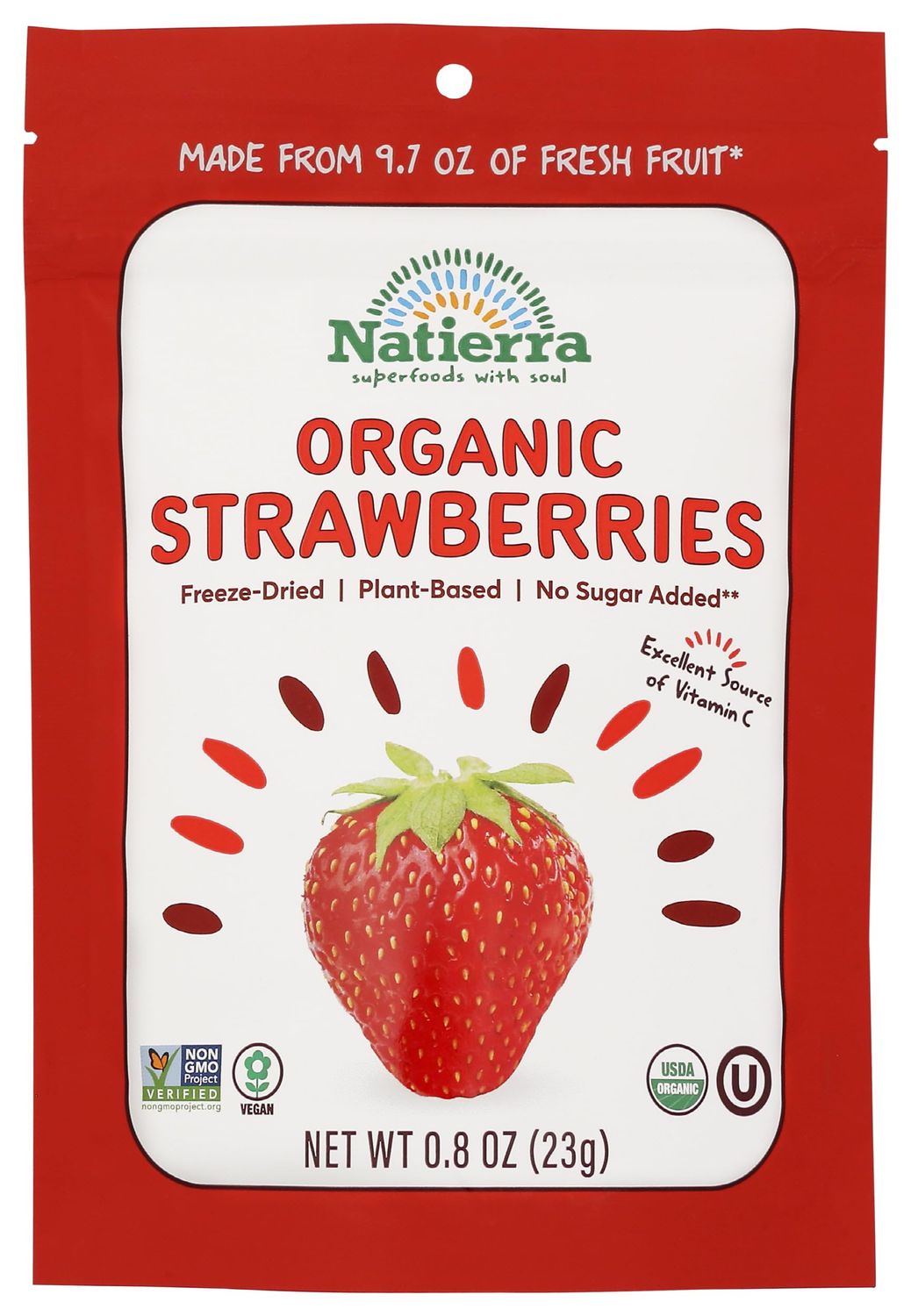 NATIERRA Organic Freeze Dried Srawberries, 0.8 OZ
