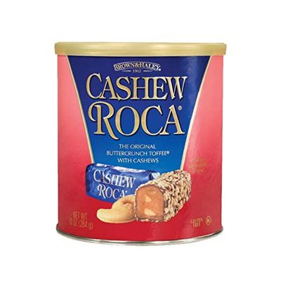 Brown &amp; Haley CASHEW ROCA Canister, Individually Wrapped Buttercrunch Toffee with Cashews, 10 Ounces (Pack of 1)
