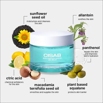 CISAB Soothing Cleansing Gel Balm 3.38 fl.oz. - Korean Makeup Remover Facial Cleanser, Control Sebum