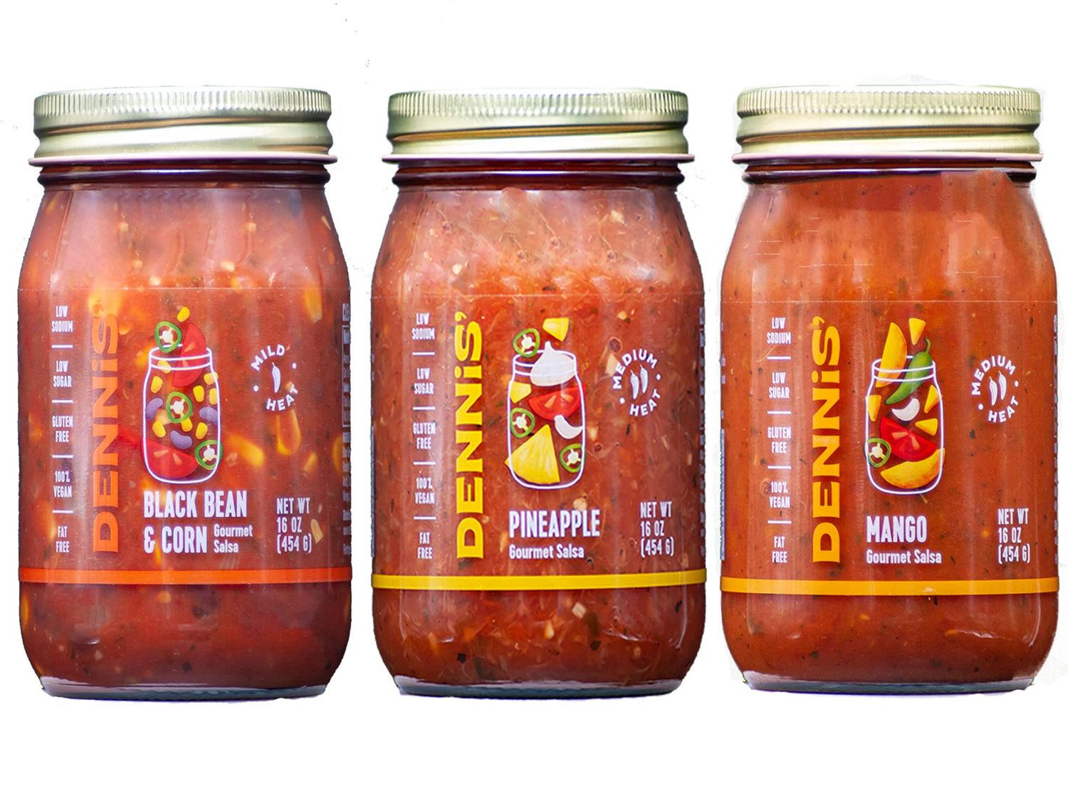 All-Natural Gourmet Salsa Variety Pack Low Sugar, Low Cal, Low Carb, Low Sodium, &amp; Gluten Free! Includes (1) Each of Black Bean &amp; Corn, Mango, &amp; Pineapple Salsas.