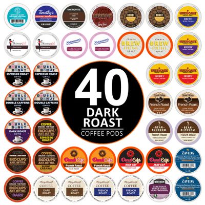 Perfect Samplers Dark Roast Coffee Pod Variety Pack - Pack for Keurig K Cups Coffee Makers, Bold 40 Count