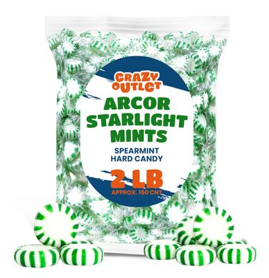 Arcor Spearmint Starlight Mints - 2 Pound Bulk Pack (About 150 Count) - Hard Candy