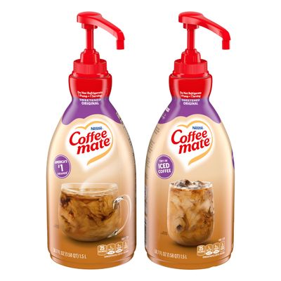 Nestle Coffee mate Coffee Creamer, Sweetened Original, Concentrated Liquid Pump Bottle, Non Dairy, No Refrigeration, 50.7 oz (Pack of 2)