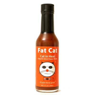 &quot;Cat in Heat&quot; Chipotle Ghost Pepper Blend by Fat Cat Gourmet Natural Hot Sauce Smokey, Savory For Soups, Stews, Tacos, Steak Very Hot Gluten-Free, Vegan &amp; Keto Friendly 1 Bottle