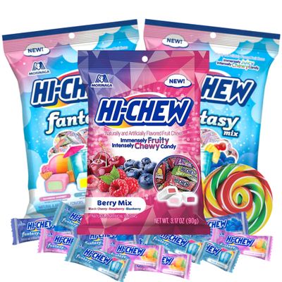 Sweetzo - Fantasy and Berry Mix Candy Chews Individually Wrapped Fruity Flavored Soft Candies, Shareable Bite Size Treats, On the Go Bags, Pack of 3