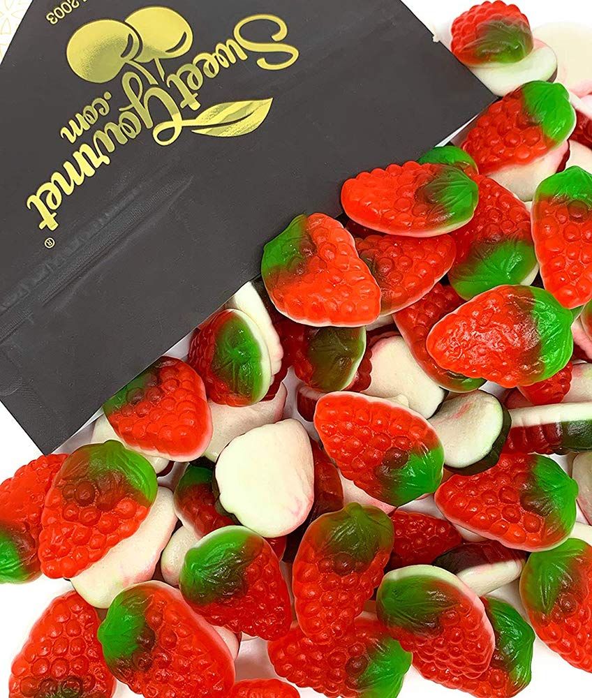 SweetGourmet Strawberries and Cream Foam Bottom Gummy Candy Halal 2 Pounds
