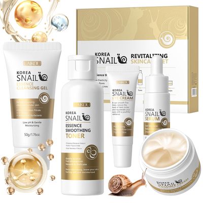 Skin Care Set, Face Snail Revitalizing Skin Care Sets &amp; Kits, Facial Beauty Skincare Gifts for Teenage Girls with Cleanser,Toner,Serum,Eye Cream,Face Cream, Firming Hydrating Skin Care Christmas Gifts