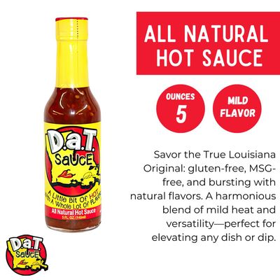 D.a.T. SaUcE, The True Louisiana Original, Gluten Free, No MSG, No Preservatives, All Natural, Modern Mild Cajun Spices &amp; Flavors, 5 oz (3 Pack)