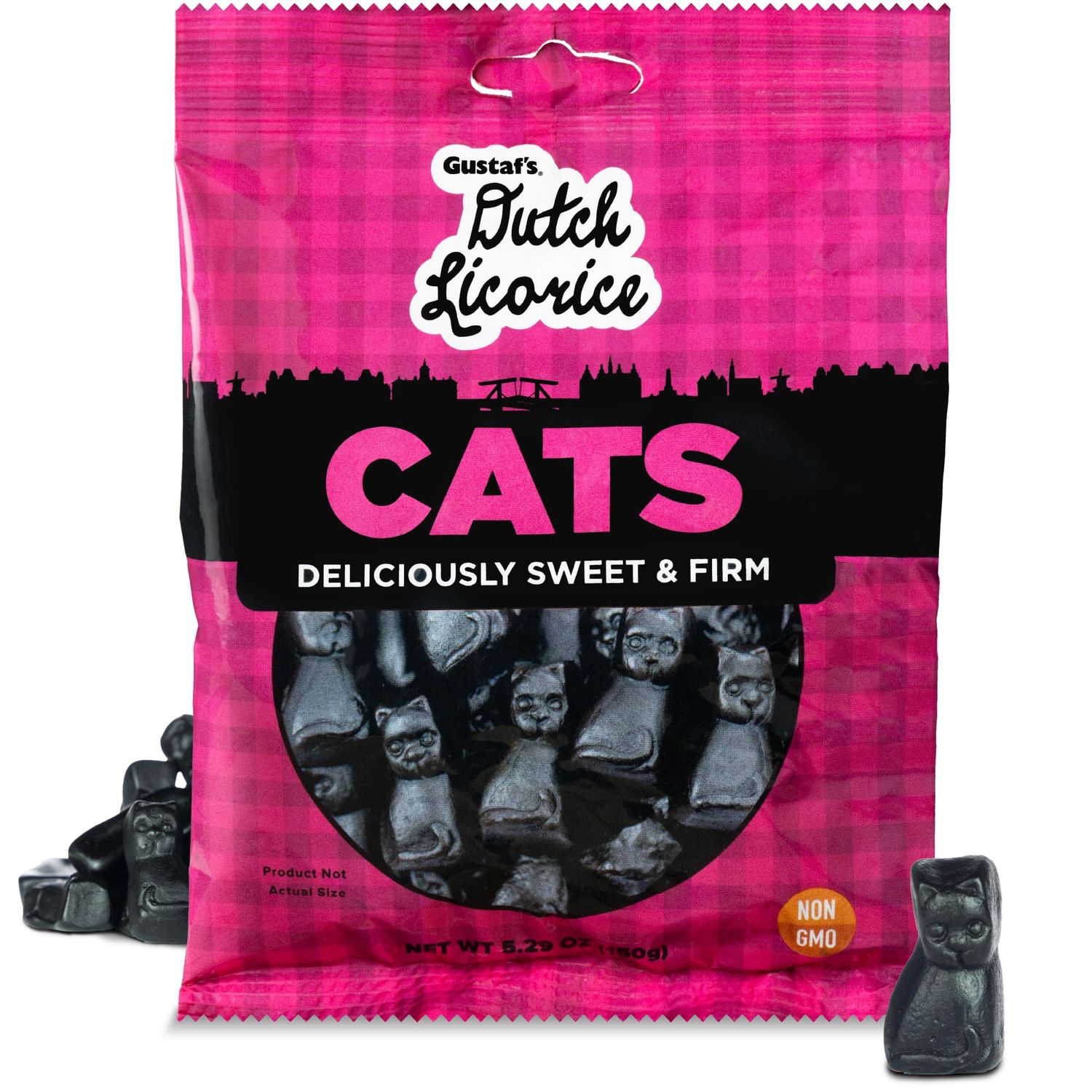Gustaf&#39;s Dutch Licorice Cats - 5.2oz Bag - Sweet Black Licorice Cats - Dutch Candy from Netherlands - Sweet Black Liquorice Treats