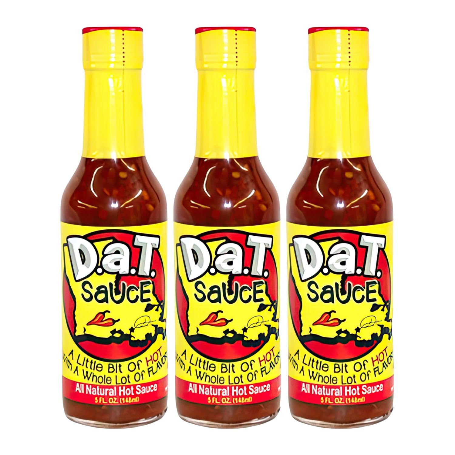 D.a.T. SaUcE, The True Louisiana Original, Gluten Free, No MSG, No Preservatives, All Natural, Modern Mild Cajun Spices &amp; Flavors, 5 oz (3 Pack)