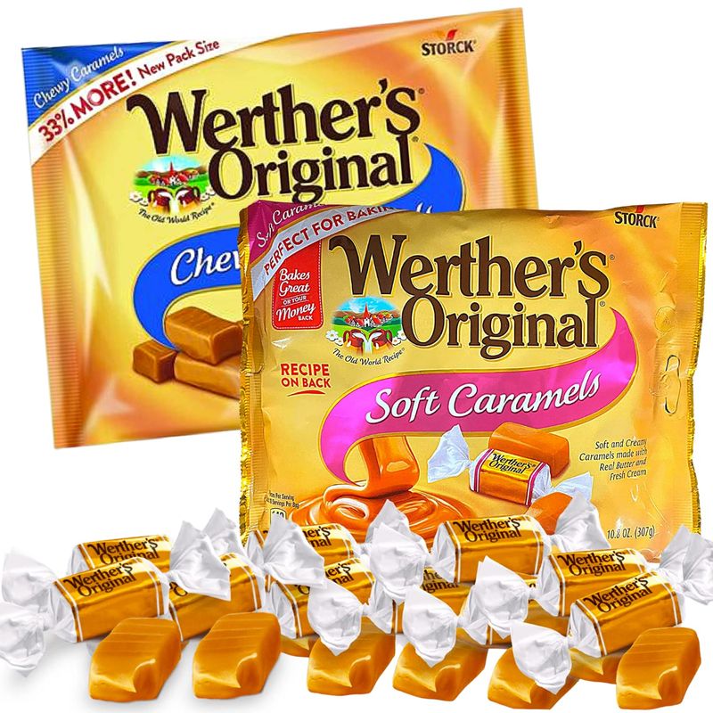 Needzo Individually Wrapped Pack of Original Chewy and Soft Caramel Squares, Caramels Candy Pieces Baking Cakes, Cupcakes, and Cookies, Pack of 2