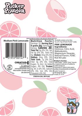 Pucker Powder Sour Pink Lemonade,Party Favors - Weddings - Receptions - Bridal and Baby Showers - Birthdays - Toppings - Decorations, 9.5oz: - 1 Ct