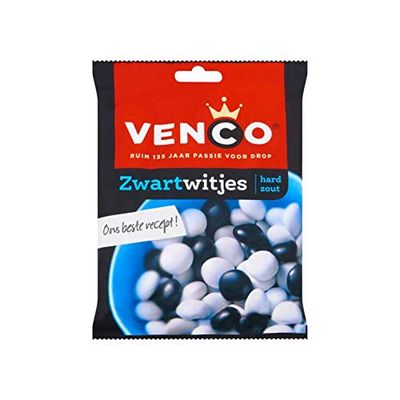 Salmiak Licorice Venco Black and white Total Weight 8.75 ounce