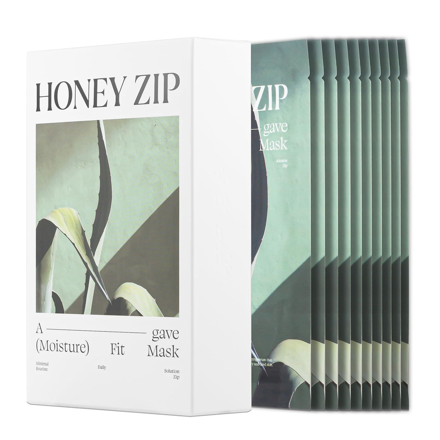 HONEY ZIP Made In Korea AGAVE Mositure Fit Mask Daily Solution for Hydrating Facial Treatment, K-Beauty Korean Moisturizing Sheet Face Masks, Anti-Aging, All Natural Ingredient (10 Packs)