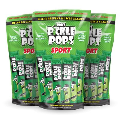 Bob&#39;s Pickle Pops - Original Dill Juice Flavor Ice Pops - Pre Workout Freeze Pops - Electrolyte Cramp Relief 18 Pops (Six count pack of three)