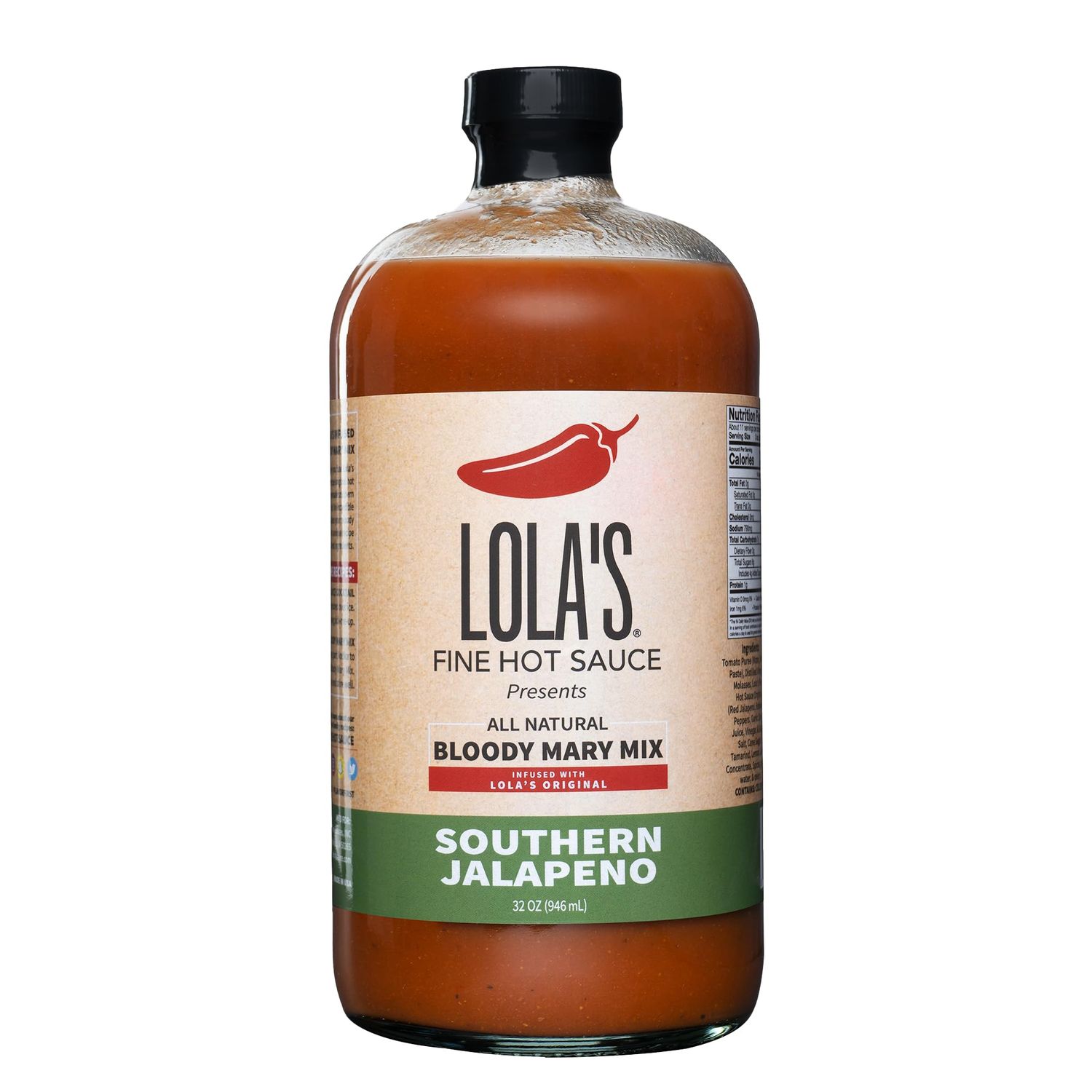 Lola&#39;s Fine Hot Sauce - Lola&#39;s Southern Jalapeno Bloody Mary Mix 32 oz All-Natural, Gluten-Free Made from Scratch Infused with Lola&#39;s Signature Hot Sauce