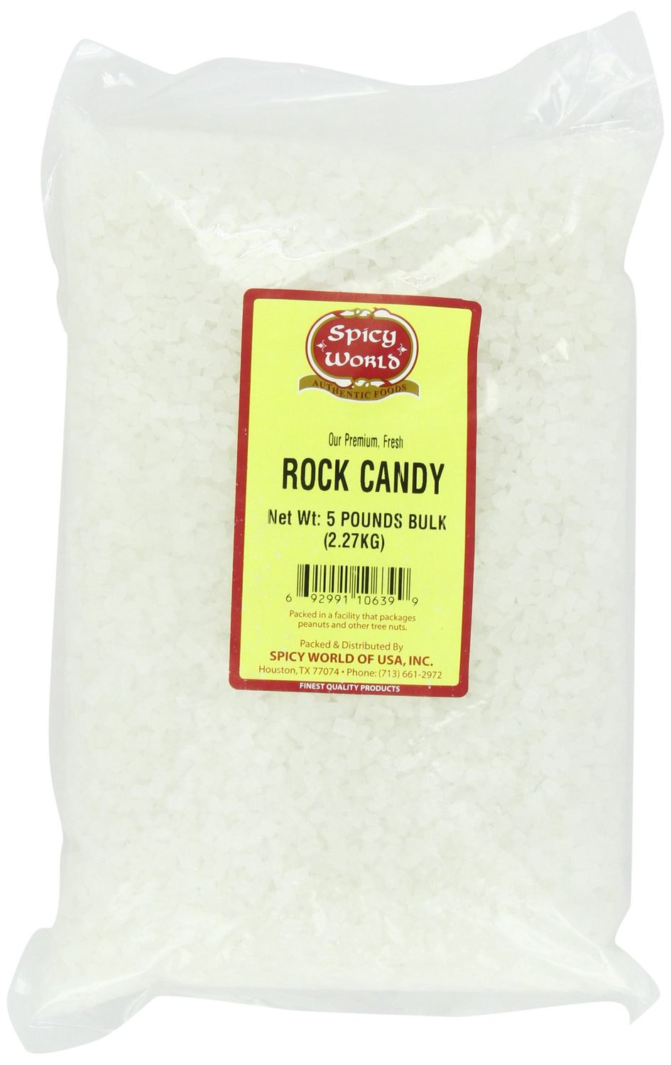 Spicy World Rock Candy White Sugar Crystals Bulk, 5-Pounds