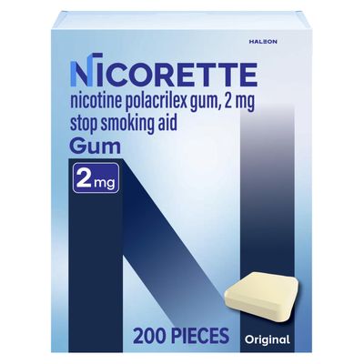Nicorette Nicotine Gum Stop Smoking Aid, 2 mg, Original Flavor - 200 Count