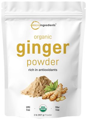 Organic Ginger powder, 2lbs (32oz) Premium Source for Spice &amp; Seasoning Great for Baking, Cooking &amp; Tea Additive Free, Non-GMO, Bulk Supply