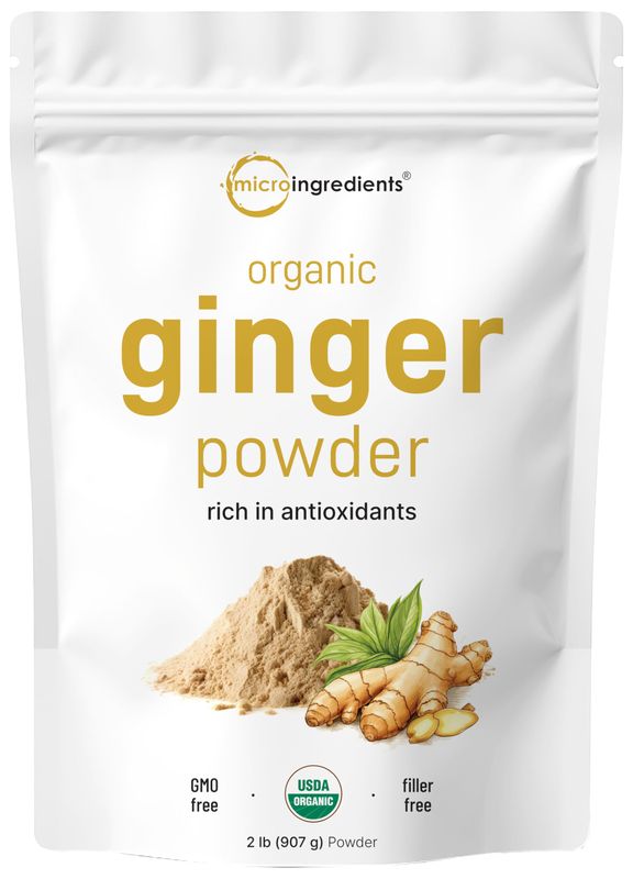 Organic Ginger powder, 2lbs (32oz) Premium Source for Spice &amp; Seasoning Great for Baking, Cooking &amp; Tea Additive Free, Non-GMO, Bulk Supply
