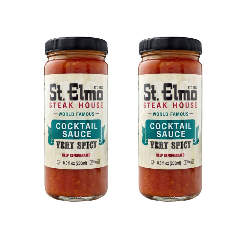 St. Elmo Cocktail Sauce, Extra Spicy Seafood Sauce and Cocktail Sauce for Shrimp, World Famous 8 Fl Oz (2 Pack)
