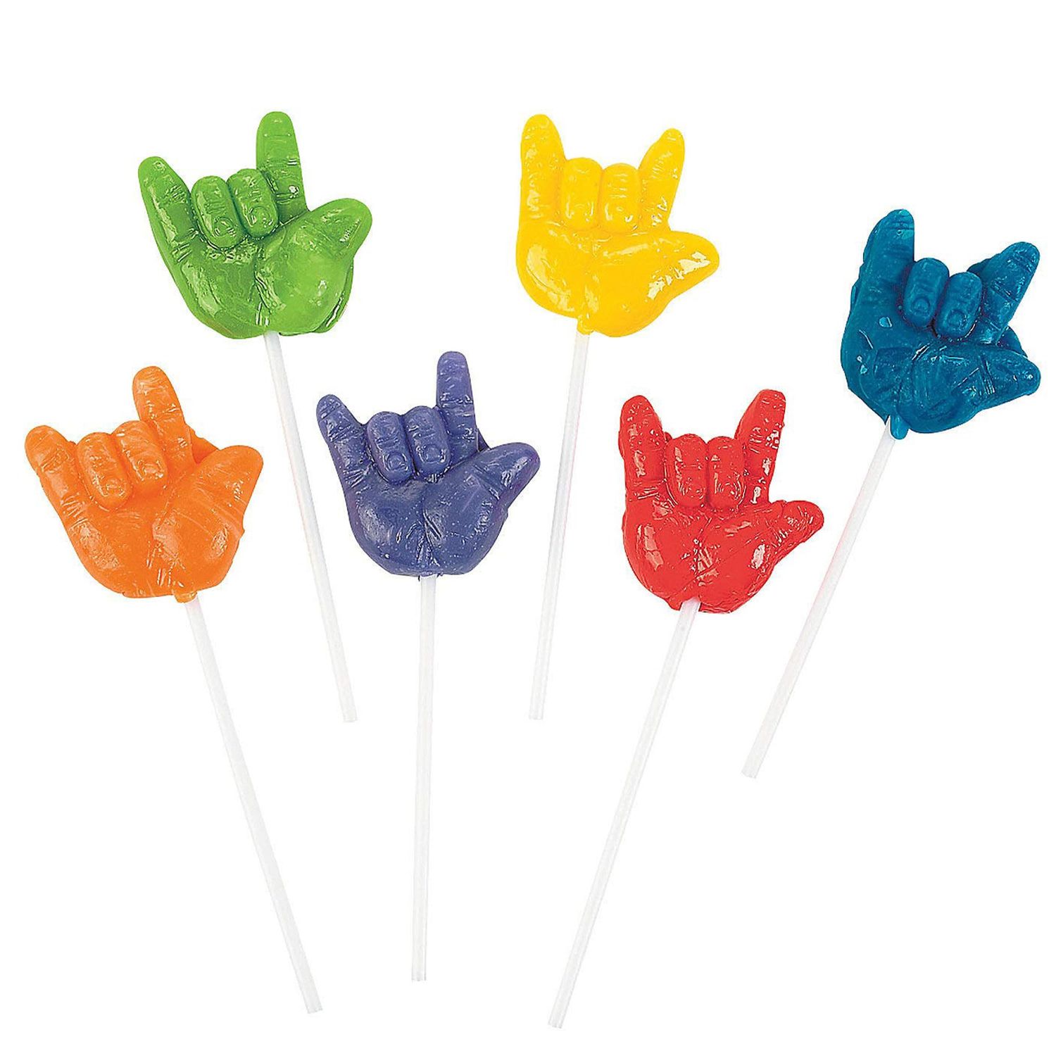 I Love You Sign Language Suckers - 12 Individually Wrapped Lollipops - Valentine&#39;s Day and Party Candy