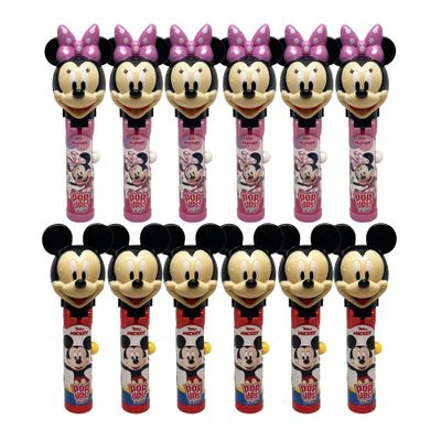 Pop Ups! Minnie &amp; Mickey Mouse Lollipop Holder - 12 Lollipops with Cases - Individually Wrapped Candy Party Favors - Mickey Mouse Candy - Bulk Set of 12