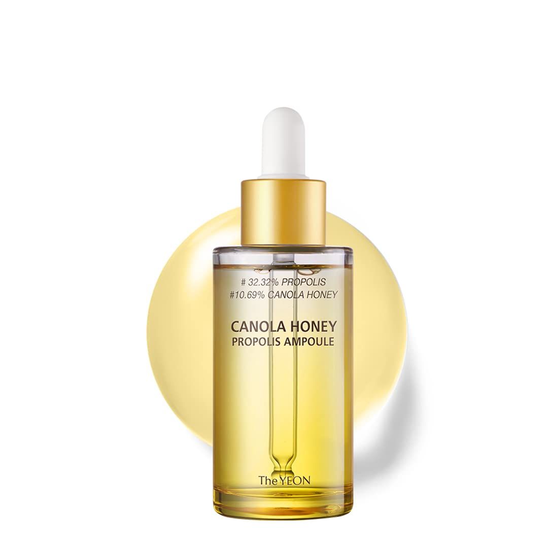 The Yeon Canola Honey Propolis Super Glowing Ampoule 1.69 fl. oz /50ml Korean Skin Care, Glow Boosting / Visibly Firms, Smoothes and Boosts Radiance