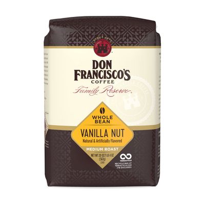 Don Francisco&#39;s Premium Vanilla Nut Medium Roast Whole Bean Coffee - 100% Arabica Beans, Perfect for Drip, Pour Over, and French Press - Carefully Sourced, Family-Crafted Since 1870 (20 oz Bag)