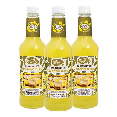 Master of Mixes Sweet N&#39; Sour Lite Drink Mix, Ready To Use, 1 Liter Bottle (33.8 Fl Oz), Pack of 3