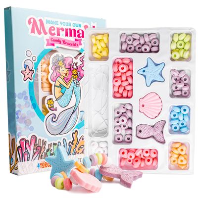 4YoreElves Mermaid Candy Bracelet Kit, String Your Own Candy Jewelry: Novelty Mermaid Candy Jewelry DIY Kit, Little Mermaid Party Favors, Individual Pack