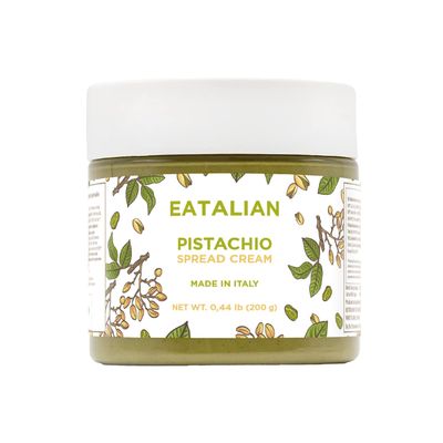 EATALIAN by AMZ BETTER Pistachio Cream, 7oz/200 g, Spreadable Pistachio Paste, Sweet and Unique Taste, Ideal on Bread, for Cakes, Dessert, Ice Cream, Made in Italy