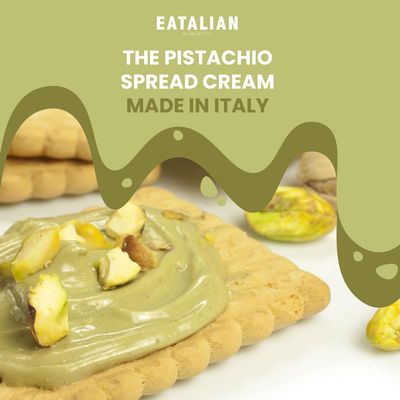 EATALIAN by AMZ BETTER Pistachio Cream, 7oz/200 g, Spreadable Pistachio Paste, Sweet and Unique Taste, Ideal on Bread, for Cakes, Dessert, Ice Cream, Made in Italy
