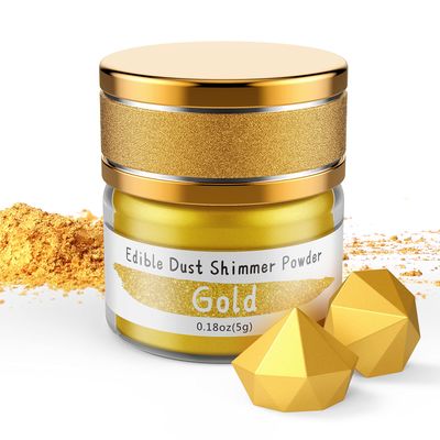 Jelife Edible Gold Luster Dust - 5 Grams Food Grade Cake Dust Shimmer Powdered, Flavorless Metallic Powder Food Coloring for Cake Decorating, Chocolates, Fondant, Drinks, Painting &amp; More, Vegan