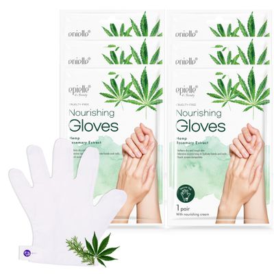 Epielle Nourishing Hand Masks - Hemp Gloves 6 Pack Deep Moisturizing Treatment for Dry Hands Enriched with Natural Extracts Korean Skincare, Easter Gifts, Mother&#39;s day Gifts