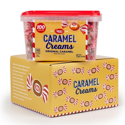 Goetze&#39;s Candy Caramel Creams - 100 Count Candy Tub - Gift Box - Fresh from the Factory