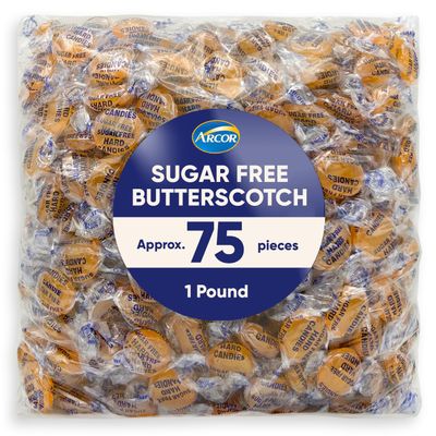 Arcor Sugar Free Butterscotch Hard Candy - Sugar Free Candy - 1 Pound Approximately 75 Butterscotch Candies - Bulk Candy - Sugar Free Christmas Candy - Delicious Butterscotch Flavor Hard Candy